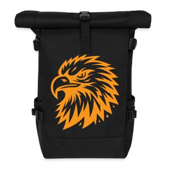Oranger Adlerkopf – Kraftvolles Design mit Stil - Rolltop Rucksack - Schwarz - Vorne