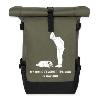 Hundetraining Nickerchen - Rolltop Rucksack - Olive/Schwarz - Vorne