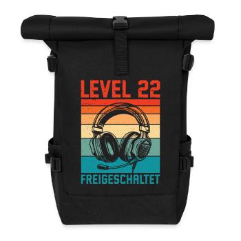 22. Geburtstag Männer Gamer Level 22 Unlocked - Rolltop Rucksack - Schwarz - Vorne