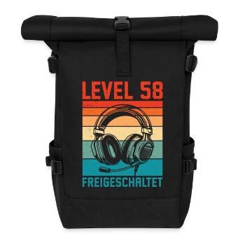 58. Geburtstag Männer Gamer Level 58 Unlocked - Rolltop Rucksack - Schwarz - Vorne
