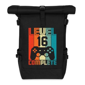 16. Geburtstag Gamer – 16 Jahre Level 16 Complete - Rolltop Rucksack - Schwarz - Vorne