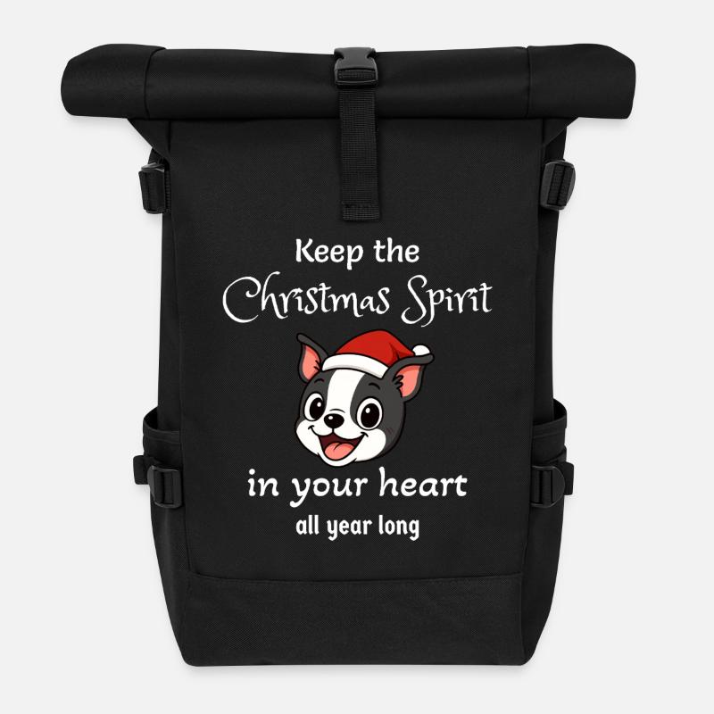 Boston - Weihnachtsstimmung - Rolltop Rucksack - Schwarz