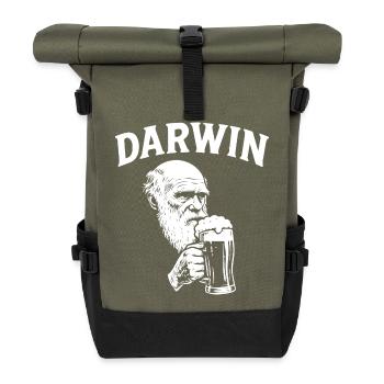 Darwin drinking Beer - Roll Top Backpack - olive/black - Front