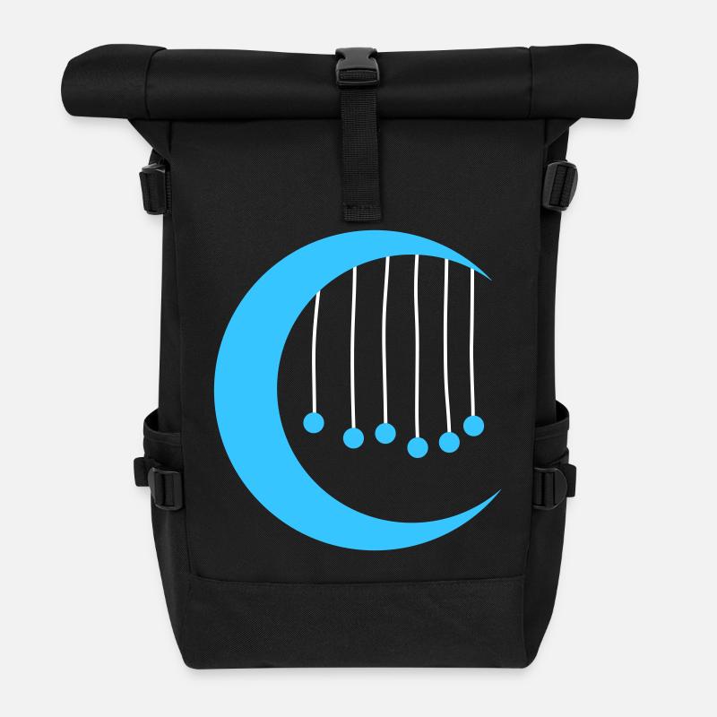 Lune bleue avec carillon à vent - Sac à dos roll top - noir