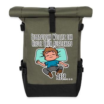 Morning grouch? Get up early or laze around? - Roll Top Backpack - olive/black - Front