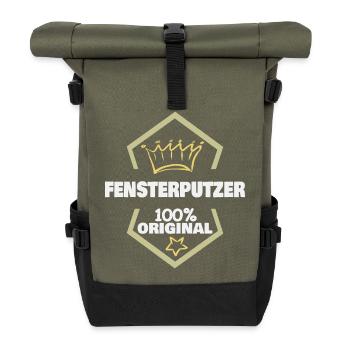 Window cleaner as work - Roll Top Backpack - olive/black - Front