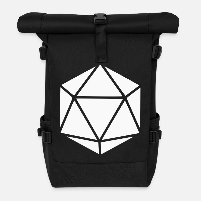 Geometric Polyhedron Diamond - Roll Top Backpack - black