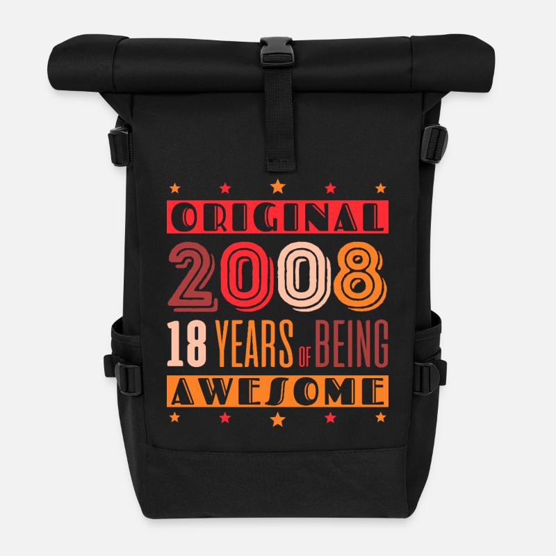 Retro-Jubiläum 2008: 18 Jahre - Rolltop Rucksack - Schwarz