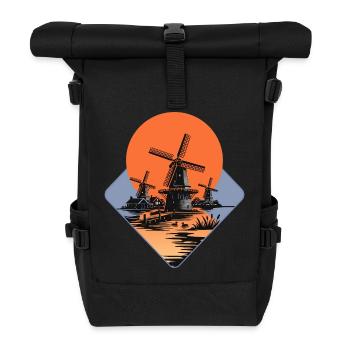 Exotische Windmühlen-Skizzenkunst - Rolltop Rucksack - Schwarz - Vorne