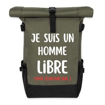 Citation Drole Saint-Valentin Humour Homme Libre - Sac à dos roll top - olive/noir - Devant
