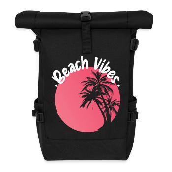 Beach Vibes Palm Sunset Design - Rolltop Rucksack - Schwarz - Vorne