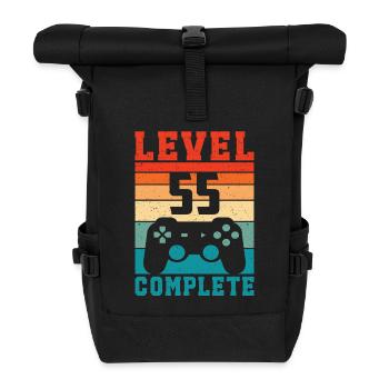 55. Geburtstag Level 55 Complete 55 Jahre Gamer - Rolltop Rucksack - Schwarz - Vorne