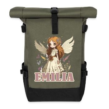 Emilia - maiden name - fairy - Roll Top Backpack - olive/black - Front