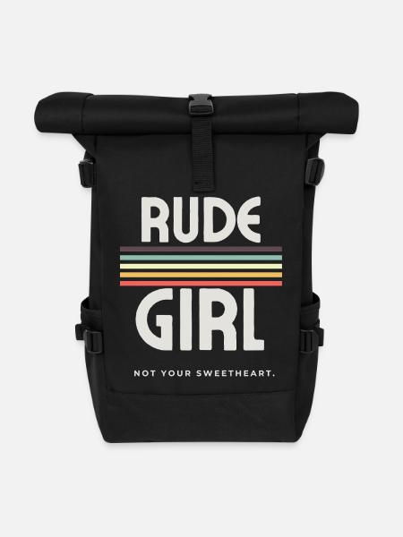 Rude Girl - Punk Aesthetic - Roll Top Backpack - black
