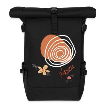 Flowers and Circles - Roll Top Backpack - black - Front