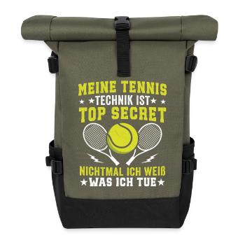 Meine Tennis Technik Is Top Secret  - Rolltop Rucksack - Olive/Schwarz - Vorne