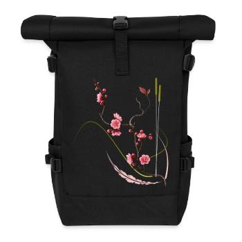 Japanese Plum Blossom Zen Style - Roll Top Backpack - black - Front