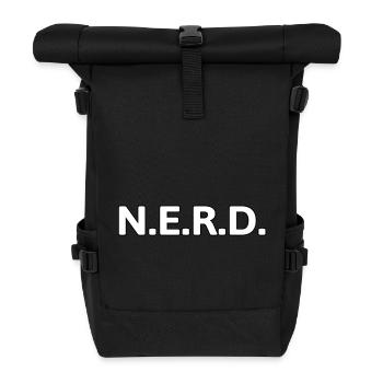 Nerd white Chippie Dork Geek Hacker - raffstaff ® - Roll Top Backpack - black - Front