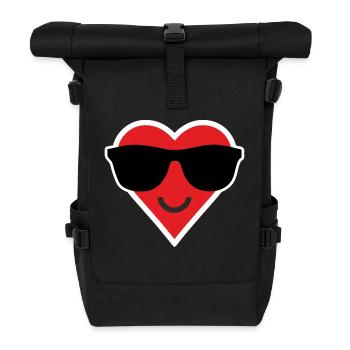 Heart smilie - Roll Top Backpack - black - Front
