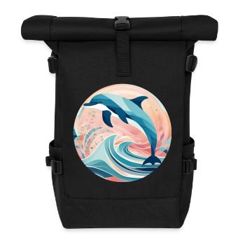 Geometric Delfin Geschenk Geometrie - Rolltop Rucksack - Schwarz - Vorne