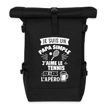 Papa simple tennis idée cadeau fête des pères - Sac à dos roll top - noir - Devant