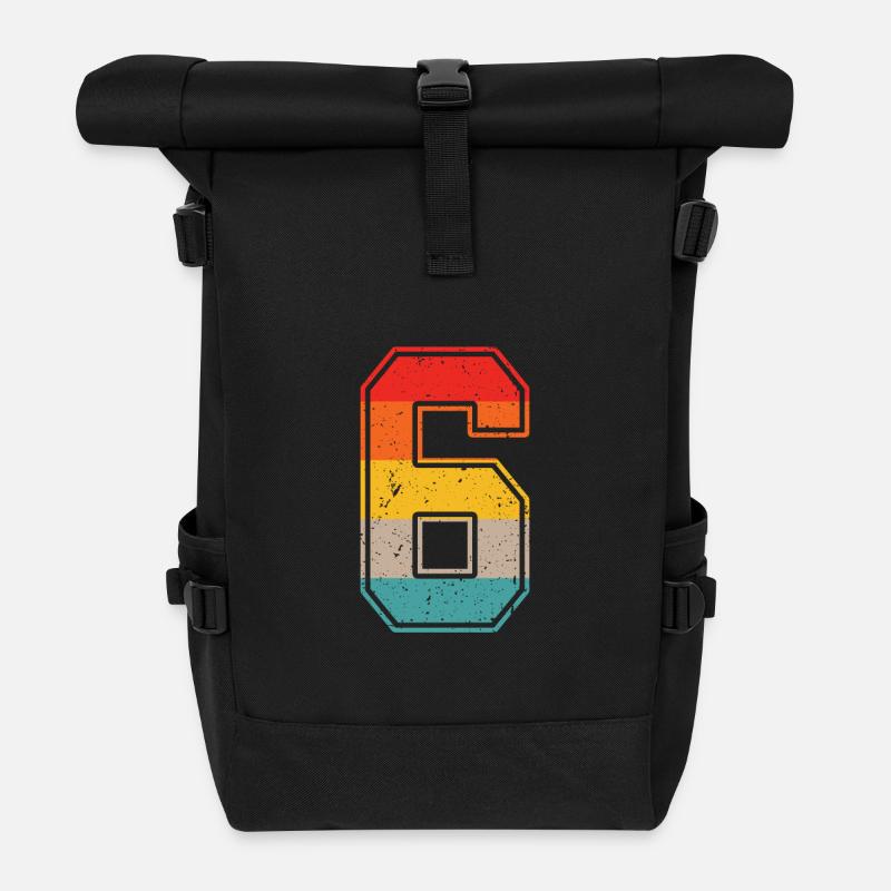 6 ans maillot rétro numéro 6 T-shirt numéro 6 - Sac à dos roll top - noir