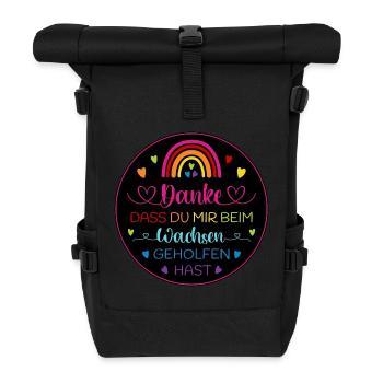 Danke dass Du mir beim Wachsen geholfen hast - Rolltop Rucksack - Schwarz - Vorne