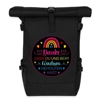 Danke dass Du uns beim Wachsen geholfen hast - Rolltop Rucksack - Schwarz - Vorne