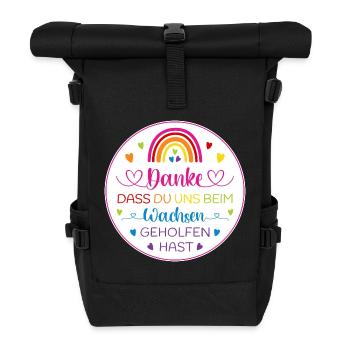 Danke dass Du uns beim Wachsen geholfen hast - Rolltop Rucksack - Schwarz - Vorne