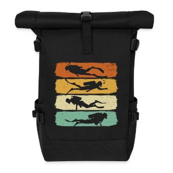 tauchen retro taucher scuba taucherin - Rolltop Rucksack - Schwarz - Vorne