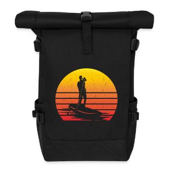SUP Retro Stand Up Paddling Vintage - Rolltop Rucksack - Schwarz - Vorne