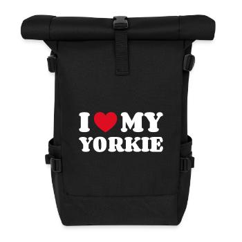 J’aime mon propriétaire de chien Yorkie Yorkshire Terrier - Sac à dos roll top - noir - Devant
