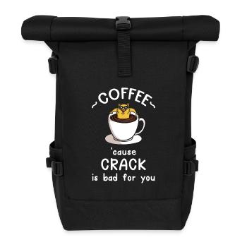 Lustige Comic Katze Koffein Kaffee Kaffeetrinker - Rolltop Rucksack - Schwarz - Vorne