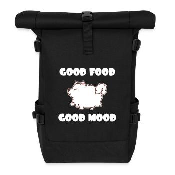 Dicker Samojede Hund Essen Vierfraß - Rolltop Rucksack - Schwarz - Vorne