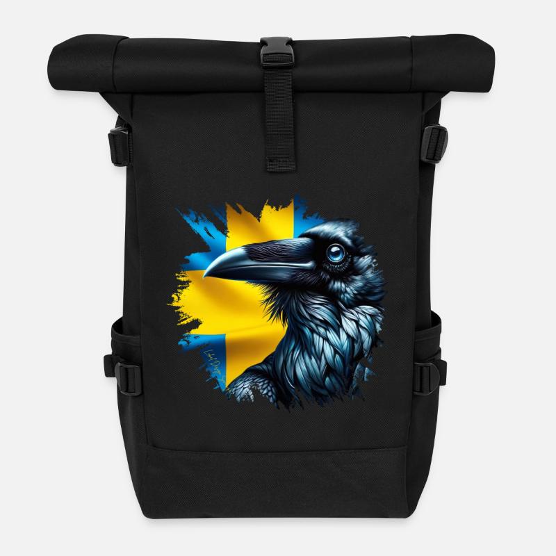 Rabe - Dalsland Landschaft Tiere Schweden - Rolltop Rucksack - Schwarz