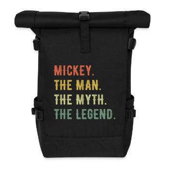 Michael Mickey Vorname Kurzform Man Myth Legend - Rolltop Rucksack - Schwarz - Vorne