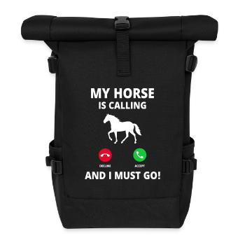Pferd Anruf Call Pferdebesitzer Pferdebesitzerin - Rolltop Rucksack - Schwarz - Vorne