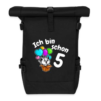 5ème anniversaire chaton mignon chat cinq 5 ans - Sac à dos roll top - noir - Devant