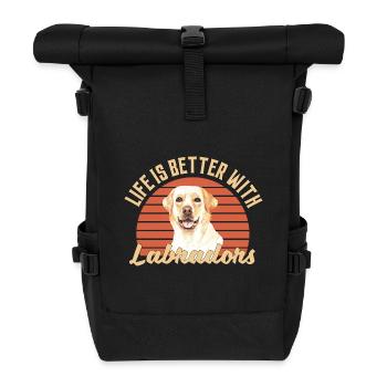 Labrador Vintage - Rolltop Rucksack - Schwarz - Vorne