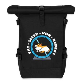 Hamster manger dormir courir répéter - Sac à dos roll top - noir - Devant