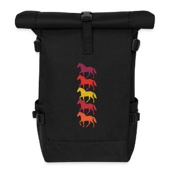Vintage Pferde - Rolltop Rucksack - Schwarz - Vorne