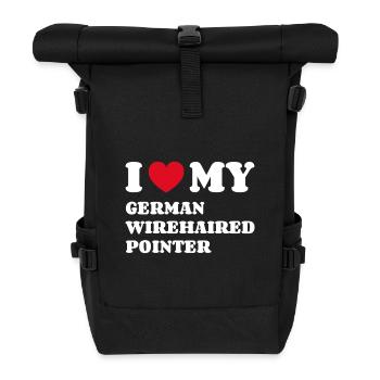 I Love My German Wirehaired Pointer Hundebesitzer - Rolltop Rucksack - Schwarz - Vorne