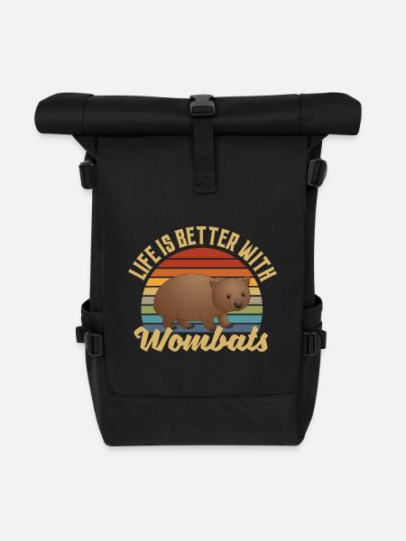 Life Is Better With Wombats - Rolltop Rucksack - Schwarz