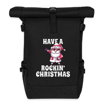 Rockiger Weihnachtsmann - Rolltop Rucksack - Schwarz - Vorne