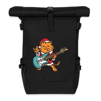 Guitariste Guitare Comic Cat Noël - Sac à dos roll top - noir - Devant