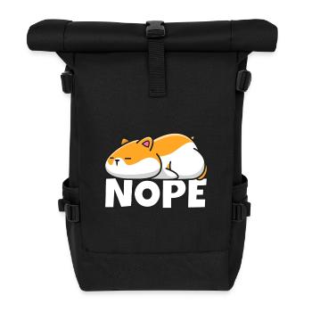 Lazy Hamster Nope Not Today - Roll Top Backpack - black - Front