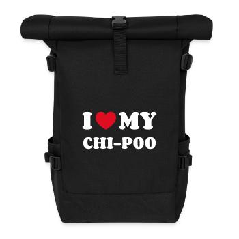 I Love My Chi-Poo Dog Breed - Roll Top Backpack - black - Front