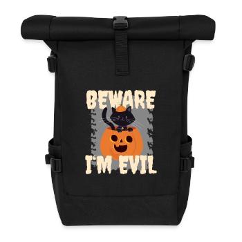 Cute Halloween Cat Funny Saying - Roll Top Backpack - black - Front