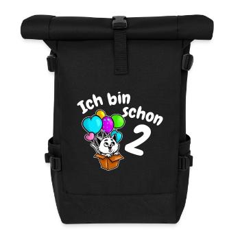 2nd Birthday Cute Kitten Cat Two 2 Years - Roll Top Backpack - black - Front