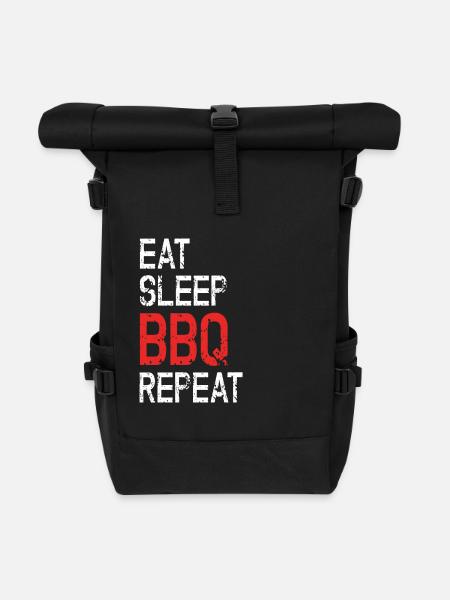 Eat Sleep BBQ Repeat Grillen Spruch - Rolltop Rucksack - Schwarz